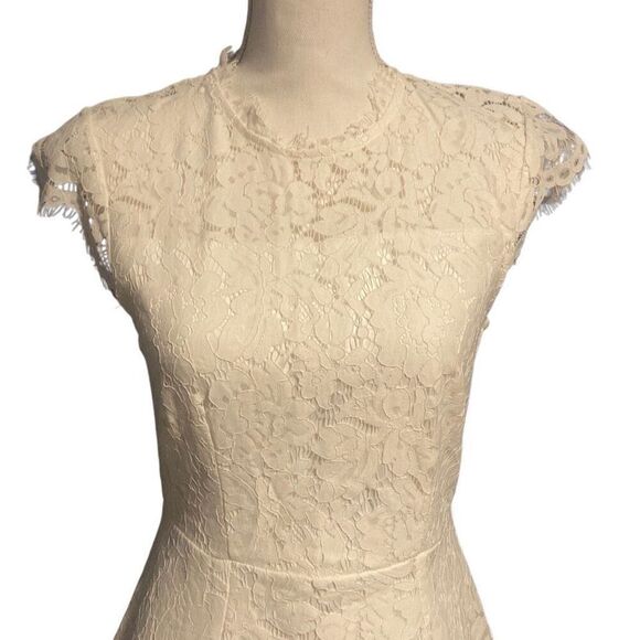 Merokeety Cap Sleeve Lace Floral Cocktail Knee Length Sheath Dress White Small - Picture 6 of 7